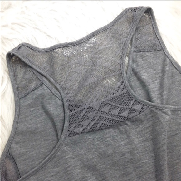 NEW•OCEAN AIR GRAY LACE ACCENTED RACERBACK TOP - Picture 3 of 13